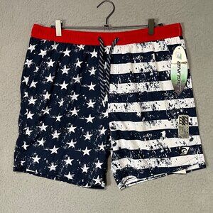 Laguna red white and blue flag Board Shorts Swim Trunks Size XL American Flag